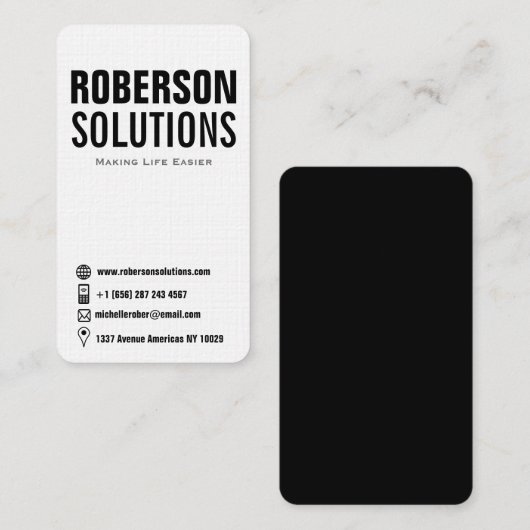 Dubbelzijdige pictogrammen voor zwarte en witte ty visitekaartje (Voorkant / Achterkant)