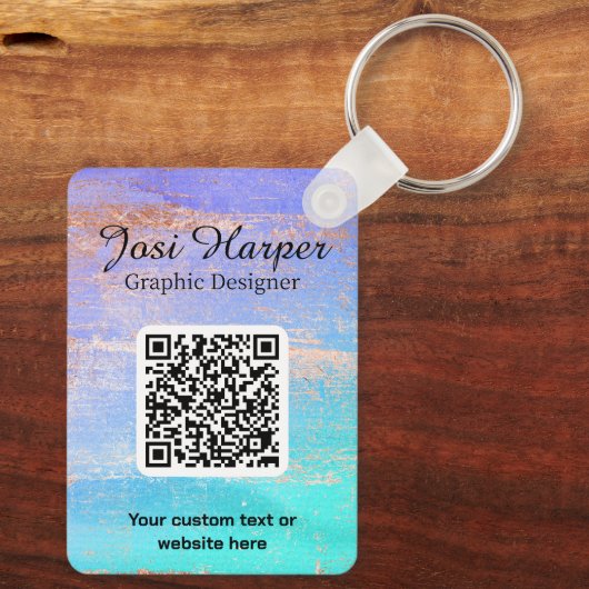 Dubbelzijdige QR-code Paars Blauwgroen gouden zake Sleutelhanger (Achterkant)