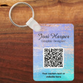 Dubbelzijdige QR-code Paars Blauwgroen gouden zake Sleutelhanger (Voorkant)