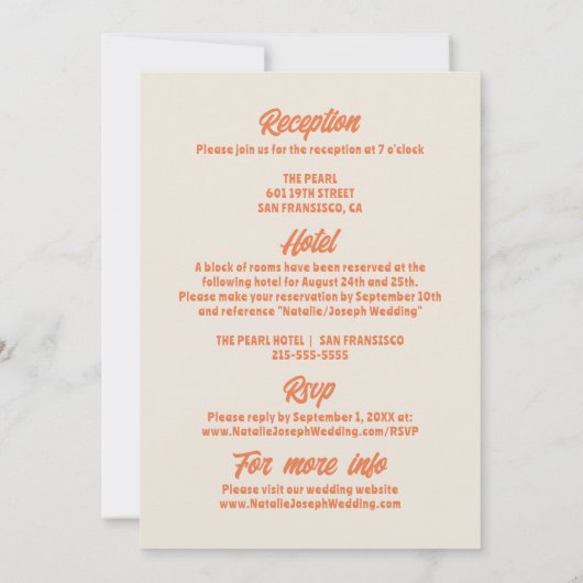 Dubbelzijdige Retro Kleurrijke Vette Heldere Huwel Kaart (Achterkant)