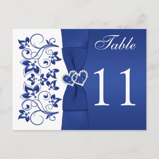 Dubbelzijdige Royal Blue en White Table Number 2 Briefkaart (Voorkant)