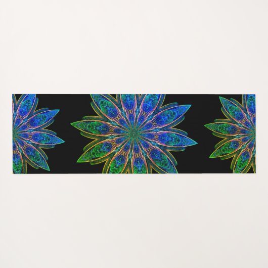 Dubbelzijdige roze & Blauwgroen Lotus Mandala Yogamat (Achterkant (horizontaal))