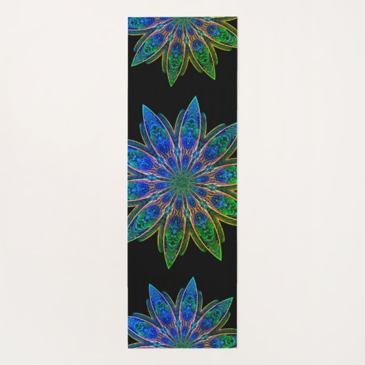 Dubbelzijdige roze & Blauwgroen Lotus Mandala Yogamat (Achterkant)