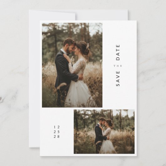 Dubbelzijdige rustieke foto bruiloft Opslaan van d Kaart (Voorkant)