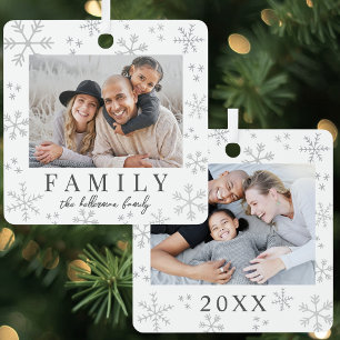 Dubbelzijdige Sneeuwvlok Eenvoudige Familie Twee F Metalen Ornament