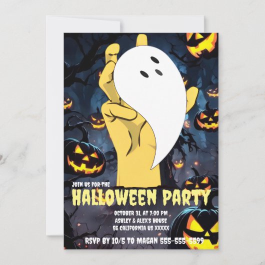 Dubbelzijdige Spooky Ghost Hand Halloween Custom Kaart (Voorkant)