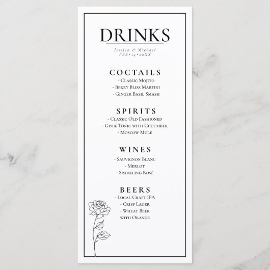 Dubbelzijdige tijdloze bloei menu (Achterkant)