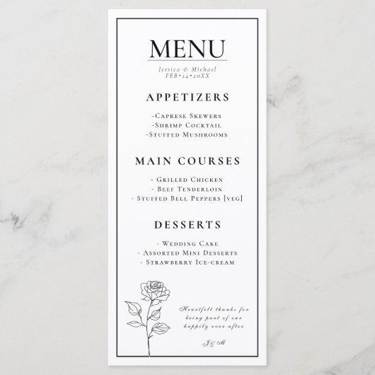 Dubbelzijdige tijdloze bloei menu (Voorkant)