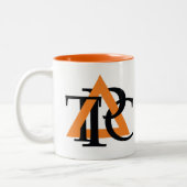 Dubbelzijdige Triangle logo mok, sinaasappel binne Tweekleurige Koffiemok (Links)