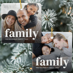 Dubbelzijdige Twee Foto Moderne Familie Foto Keramisch Ornament