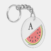 Dubbelzijdige watermeloenswitmonogram sleutelhanger (Voorkant Links)