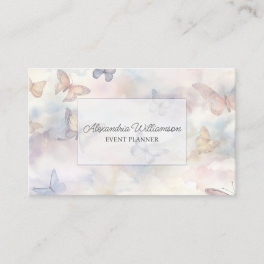 Dubbelzijdige Waterverf Vlinders met QR Code Visitekaartje (Voorkant)