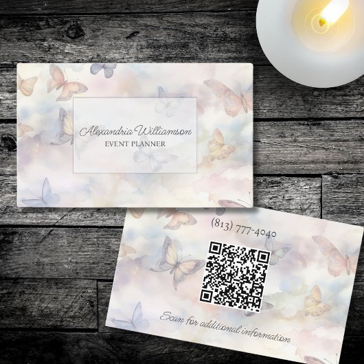 Dubbelzijdige Waterverf Vlinders met QR Code Visitekaartje