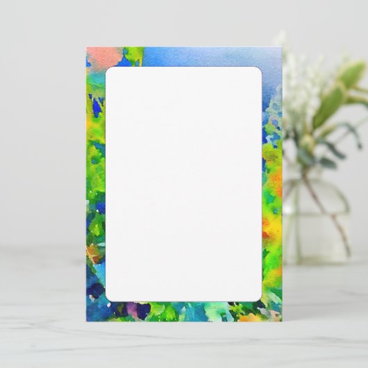 Dubbelzijdige witte levendige abstracte aquarel kaart (Staand voorkant)