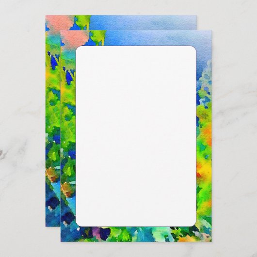 Dubbelzijdige witte levendige abstracte aquarel kaart (Voorkant / Achterkant)
