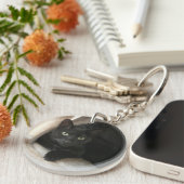 Dubbelzijdige zwarte kat-Sleutelhanger Sleutelhanger (Voorkant Rechts)