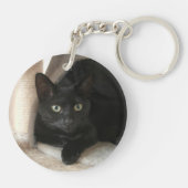 Dubbelzijdige zwarte kat-Sleutelhanger Sleutelhanger (Achterkant)
