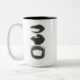 Dubbelzijdige Zwarte Lippen Glimlach | Minimalisti Tweekleurige Koffiemok