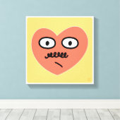 Dubbelzinnige emotie - Hart met snor Canvas Afdruk (Insitu (Houten vloer))