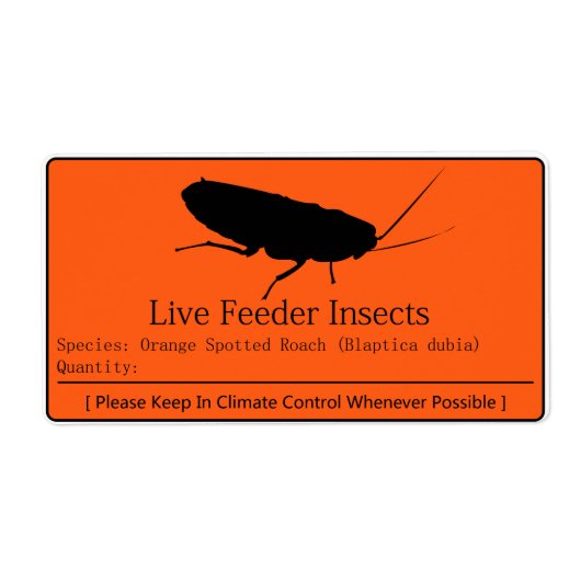 Dubia Roach Label (Voorkant)