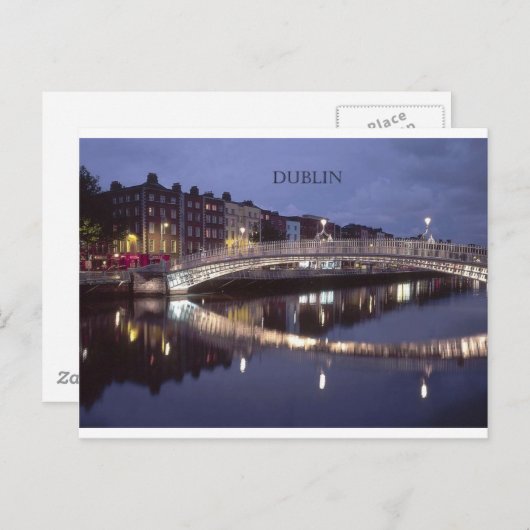 Dublin Bridge night in Ierland (St.K.) Briefkaart (Voorkant / Achterkant)