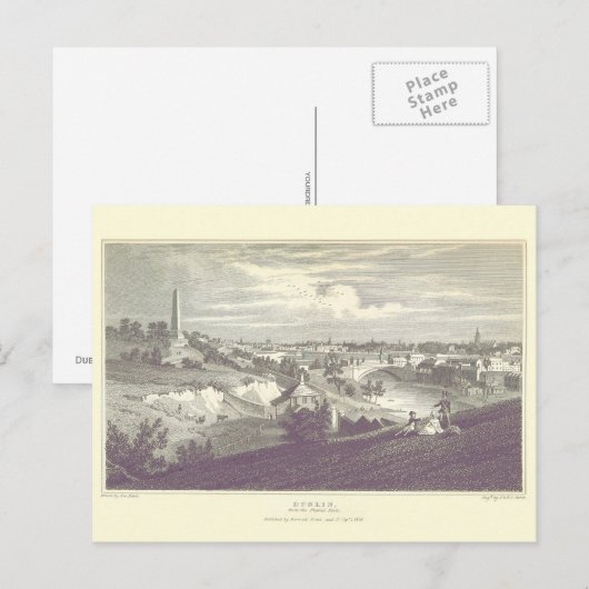 Dublin City from Phoenix Park 1825 Briefkaart (Voorkant / Achterkant)