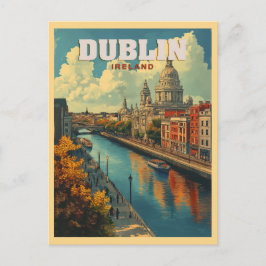 Dublin City Ierland - Retro Reizen Briefkaart