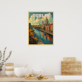 Dublin City Ierland - Retro Reizen Poster (Keuken)
