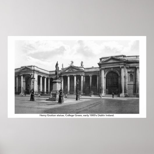 Dublin City Ireland, begin 1900 College Green Poster (Voorkant)