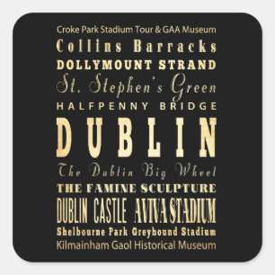 Dublin City of Ireland Typografie Kunst Vierkante Sticker