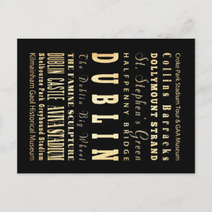 Dublin City of Ireland Typography Art Briefkaart
