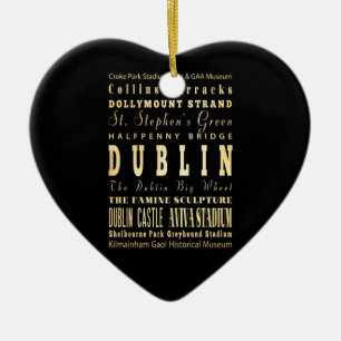 Dublin City of Ireland Typography Art Keramisch Ornament