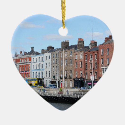 Dublin City op The Liffey Keramisch Ornament (Voorkant)