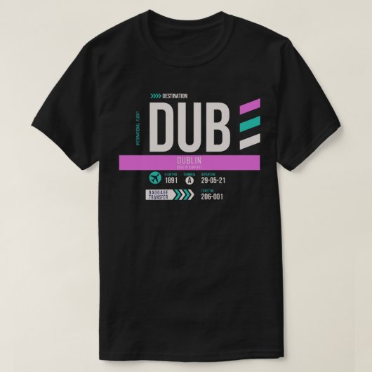 Dublin DUB Airport Code Bagage Label 1 T-shirt (Design voorkant)