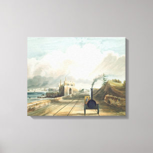 Dublin en Kingstown Railway: Van de voetbrug Canvas Afdruk