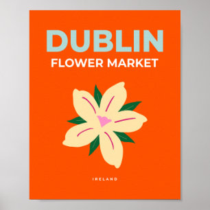 Dublin Flower Market Oranje Cute Preppy Floral Poster