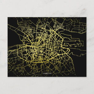 Dublin Gold Style Art Map Briefkaart