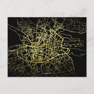 Dublin Gold Style Art Map Briefkaart
