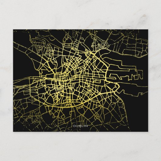 Dublin Gold Style Art Map Briefkaart (Voorkant)