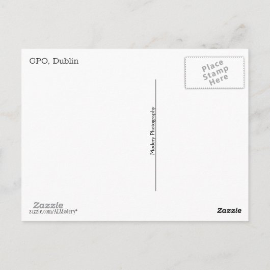 Dublin GPO Briefkaart (Achterkant)