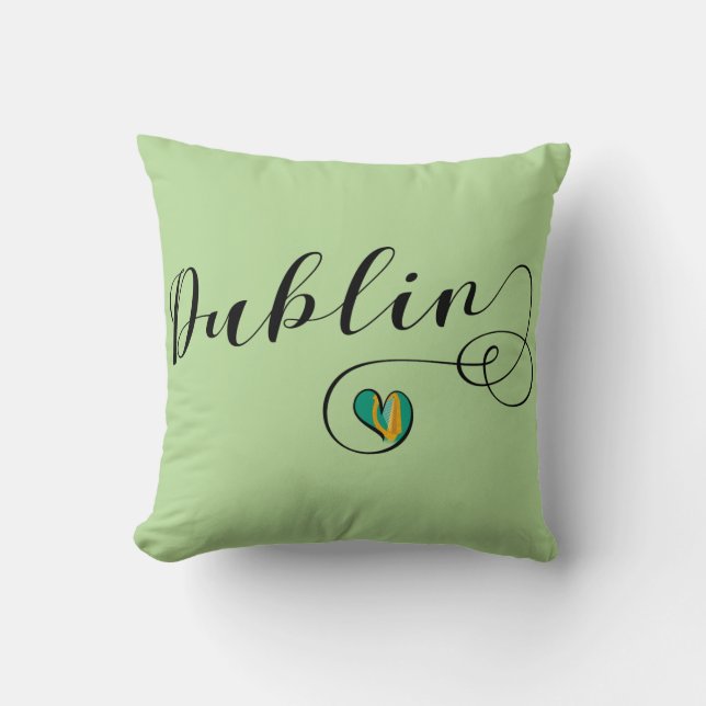 Dublin Heart Throw Cushion, Ierland Kussen (Voorkant)