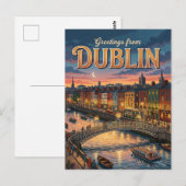 Dublin Ierland Briefkaart (Voorkant / Achterkant)