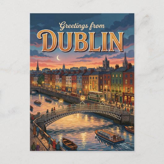 Dublin Ierland Briefkaart (Voorkant)