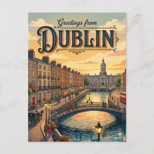 Dublin Ierland Briefkaart (Voorkant)