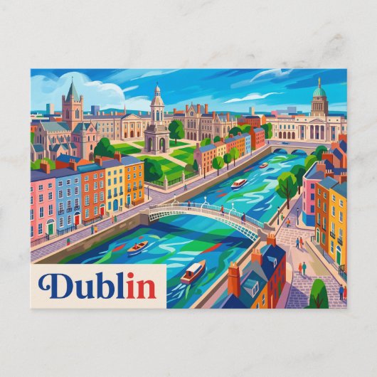 Dublin Ierland Briefkaart (Voorkant)