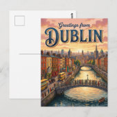 Dublin Ierland Briefkaart (Voorkant / Achterkant)