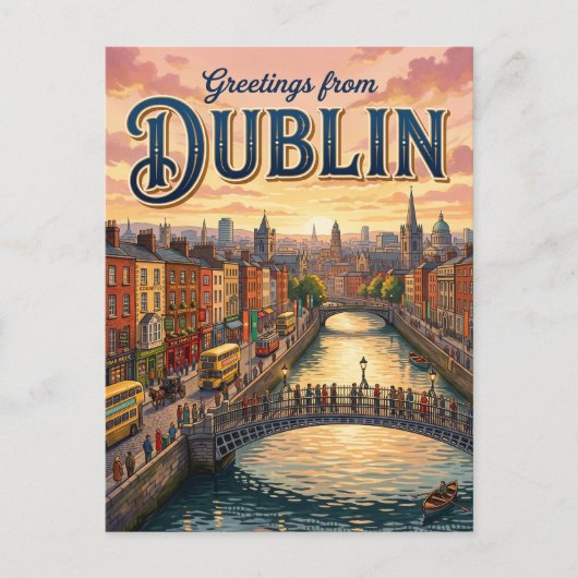 Dublin Ierland Briefkaart (Voorkant)