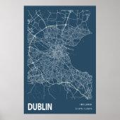 Dublin Ierland City Map Line Art Blue Print (Voorkant)