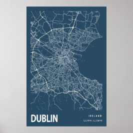 Dublin Ierland City Map Line Art Blue Print