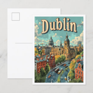 Dublin Ierland Classic Art Retro Vintage Reizen Briefkaart